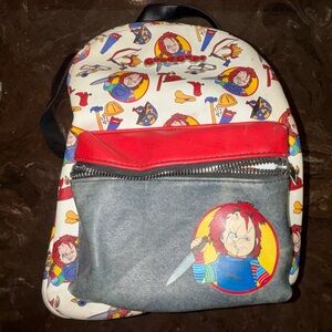 Chucky Themed Backpack with Red and Gray Accents